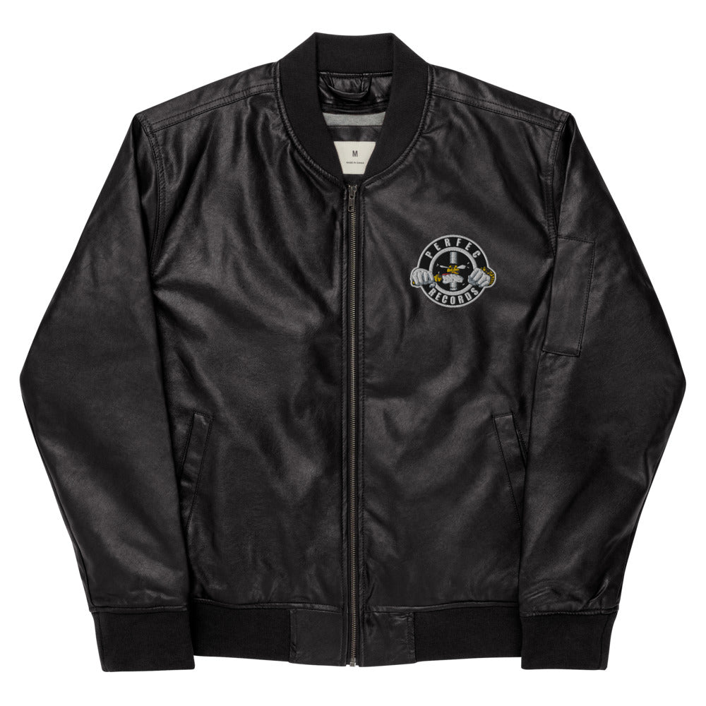 Perfec Records Leather Bomber Jacket